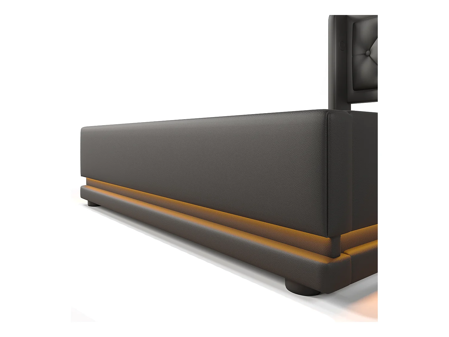 Lit coffre 90 x 200 cm - PU noir - Lit enfant avec éclairage LED et recharge USB - sans matelas