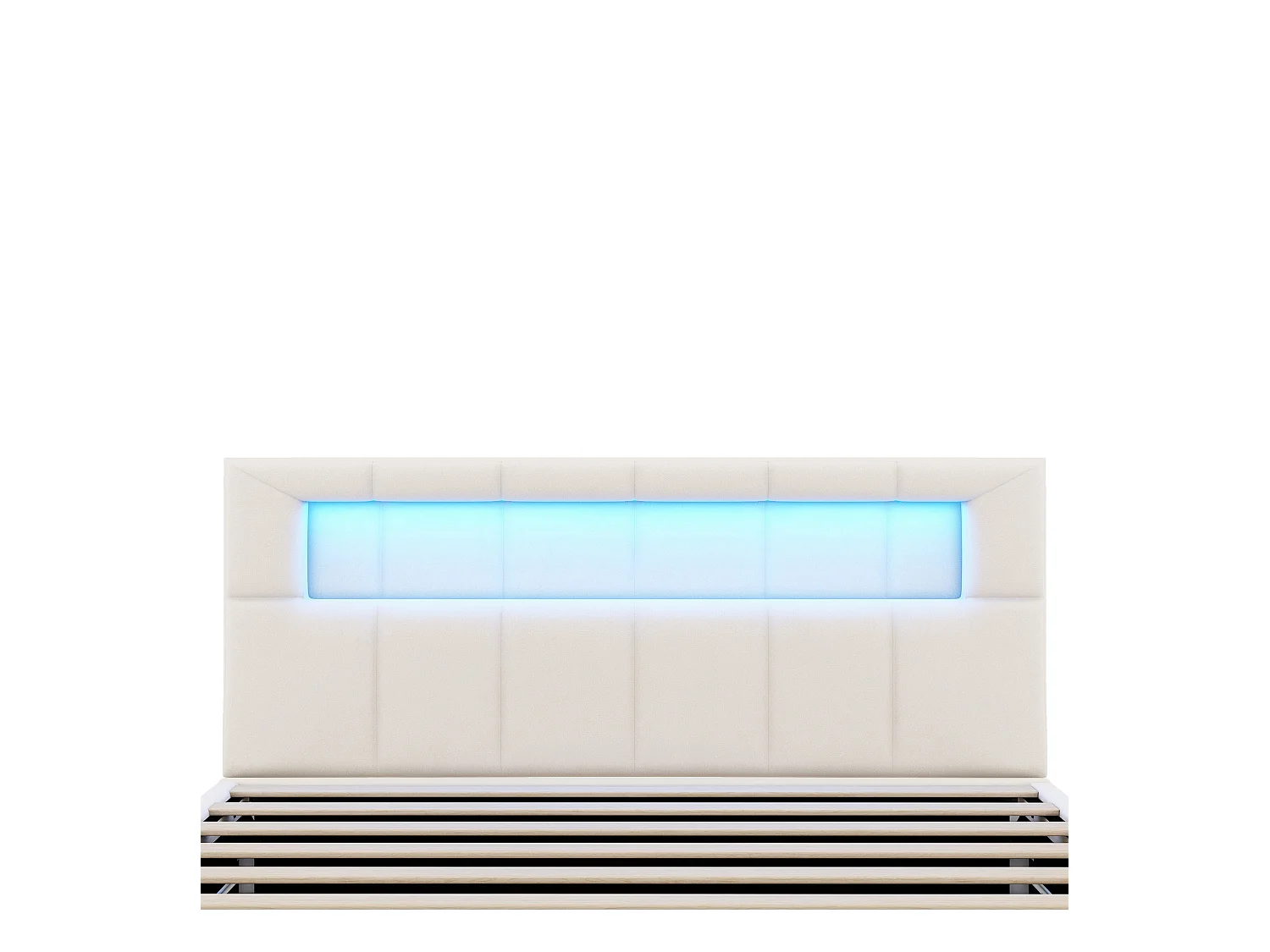 Letto contenitore 90x200 cm, velluto beige, letto per adulti con testiera imbottita e luci a LED, senza materasso