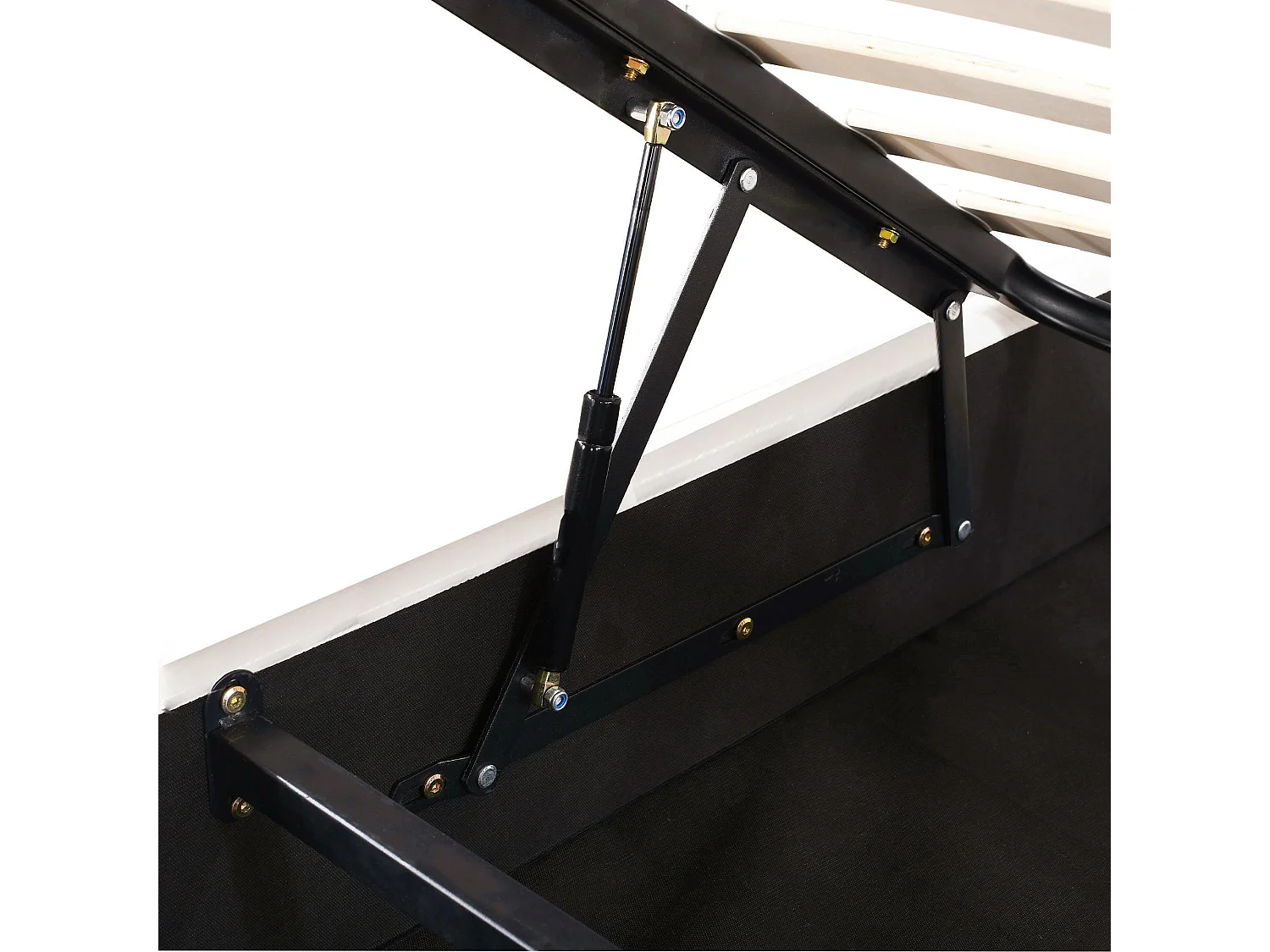 Lit coffre 140 x 200 cm - velours beige - Lit adulte avec tête de lit réglable et sommier à lattes - sans matelas