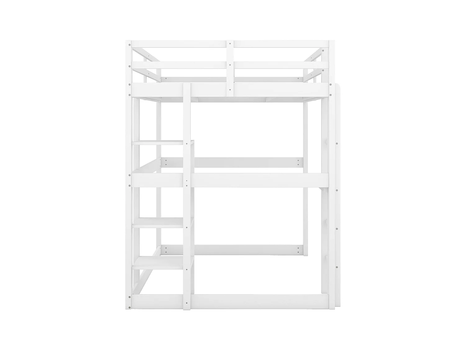 Hochbett 140 x 200 cm, weiß, Kinderbett mit Schreibtisch und Regal, ohne Matratze