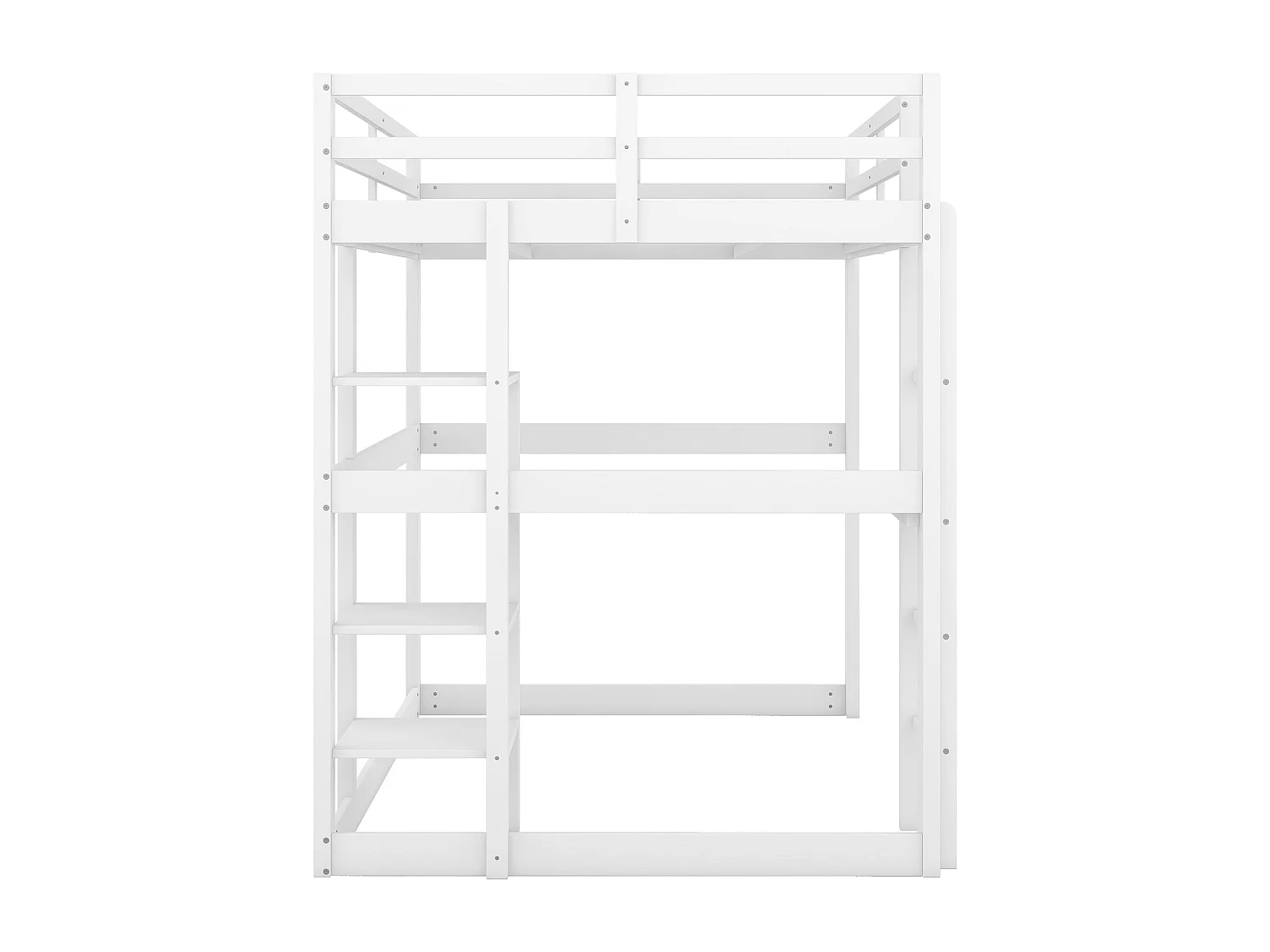 Hoogslaper 140x200 cm, wit, kinderbed met bureau en plank, zonder matras