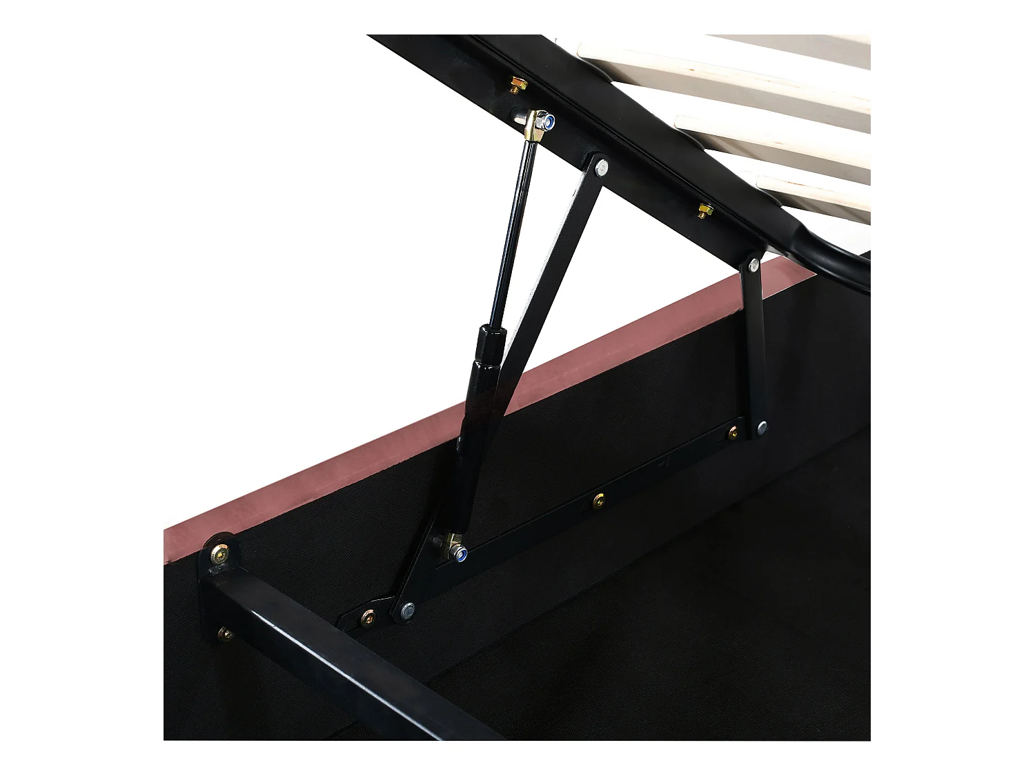 Lit coffre 140 x 200 cm - velours rose - Lit adulte avec tête de lit réglable et sommier à lattes - sans matelas