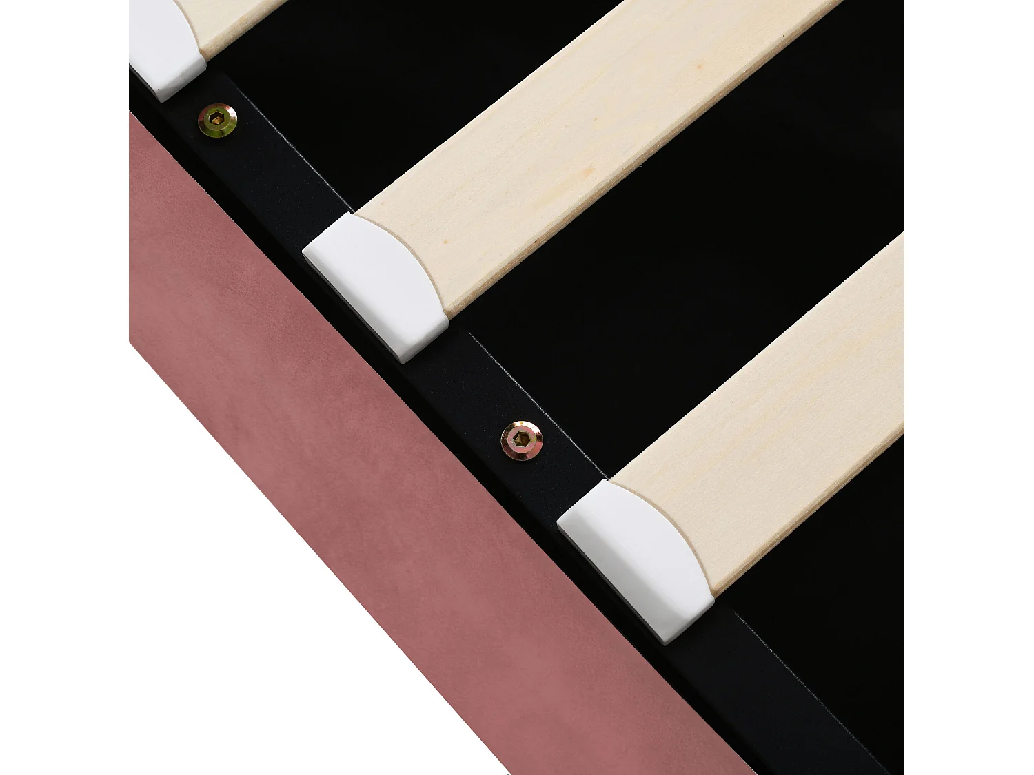 Bett mit Stauraum 140 x 200 cm – Rosa Samt – Erwachsenenbett mit verstellbarem Kopfteil und Lattenrost – ohne Matratze