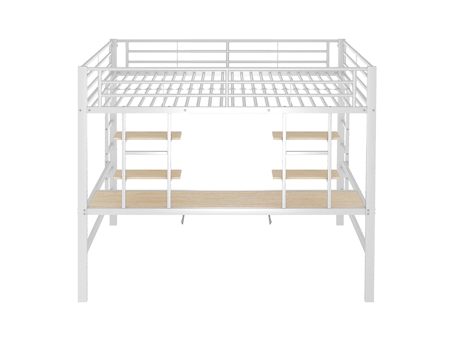 Hochbett 140 x 200 cm – Erwachsenenbett mit Schreibtisch und zwei Regalen – weiß – ohne Matratze