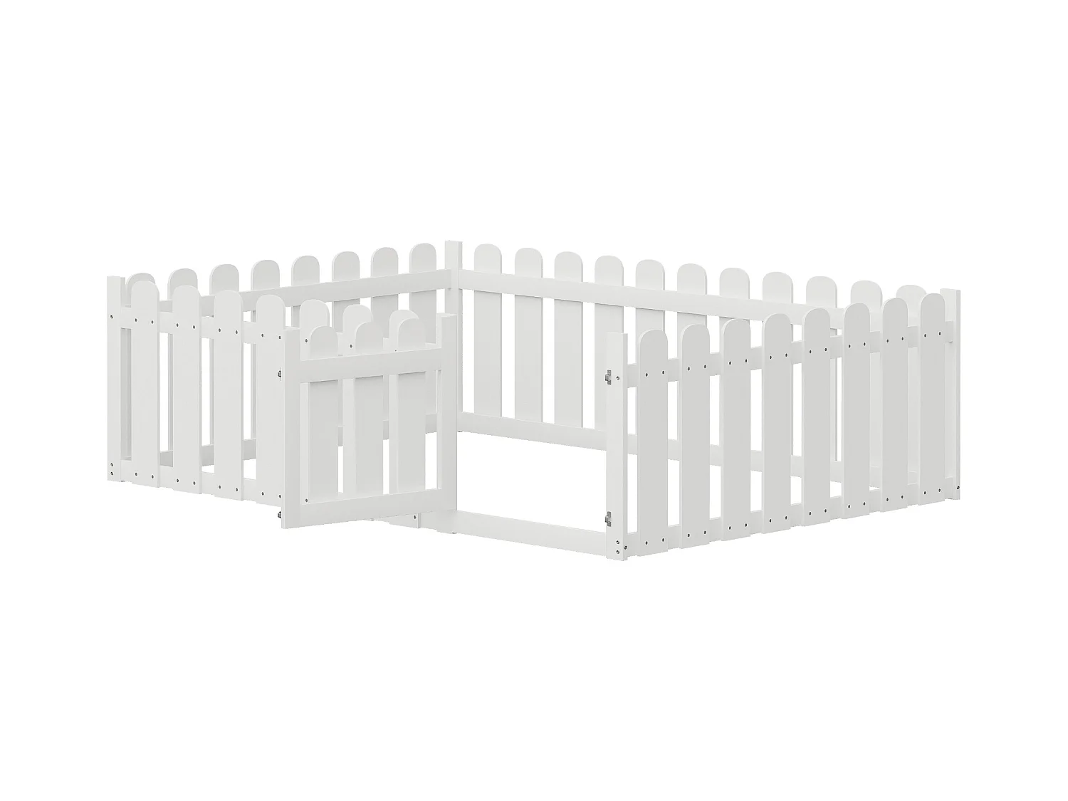 Lit enfant 140x200 cm - bois - avec barrières de sécurité et porte - blanc - sans matelas