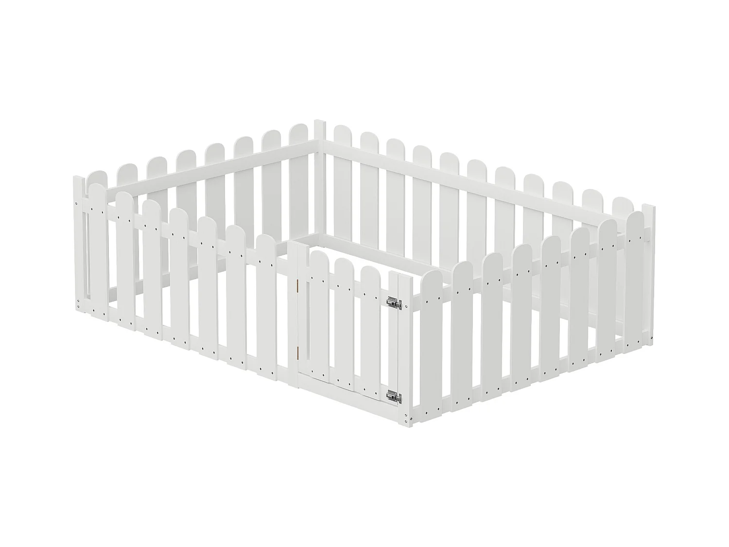 Lit enfant 140x200 cm - bois - avec barrières de sécurité et porte - blanc - sans matelas