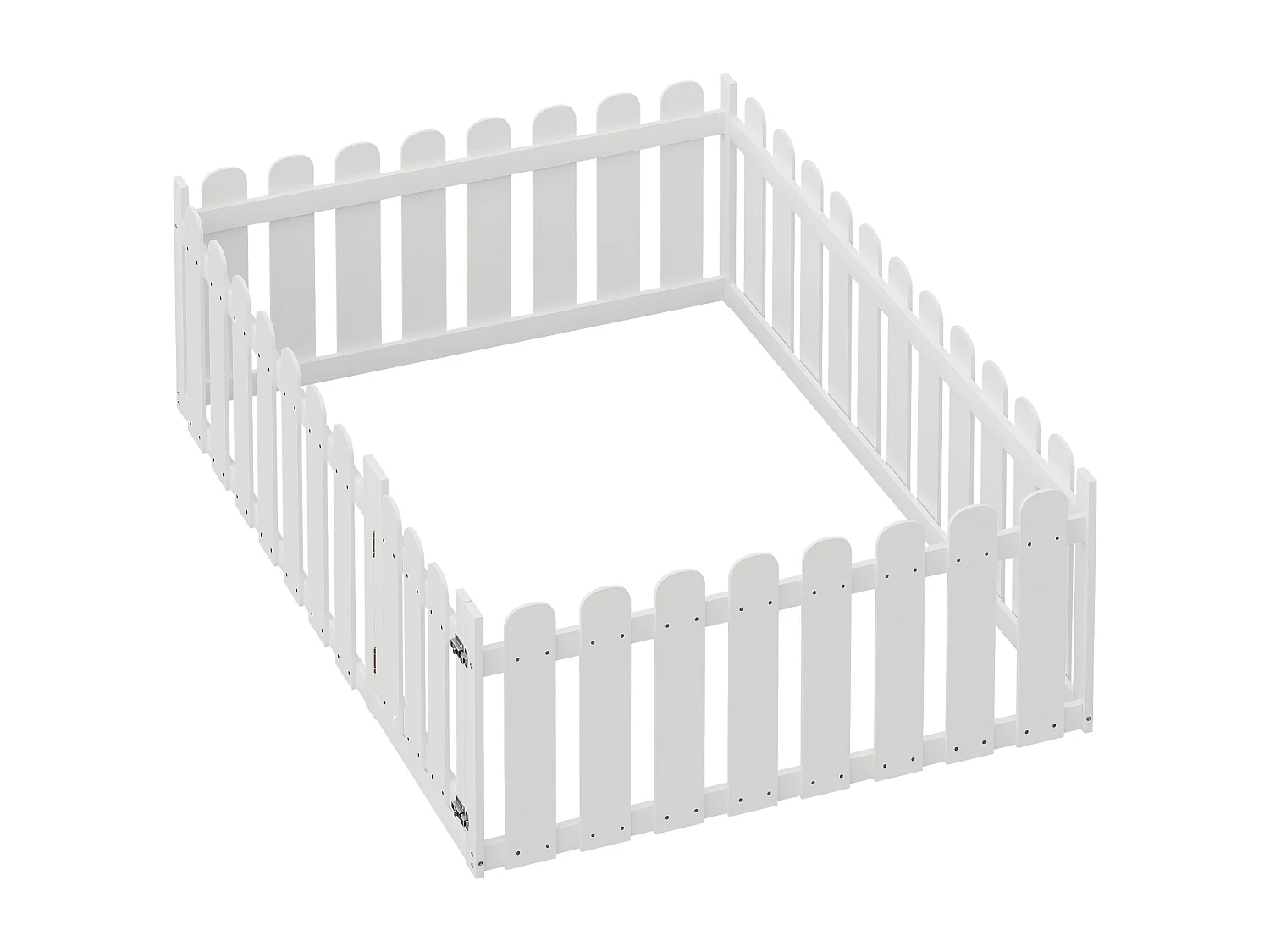 Lit enfant 140x200 cm - bois - avec barrières de sécurité et porte - blanc - sans matelas
