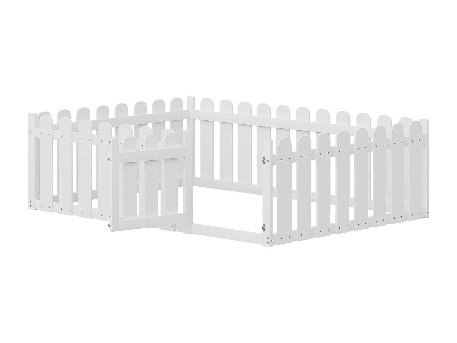 Lit enfant 140x200 cm - bois - avec barrières de sécurité et porte - blanc - sans matelas
