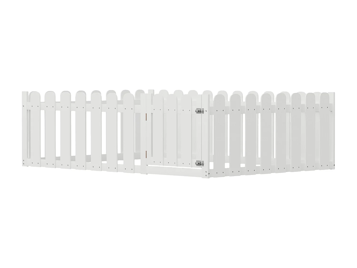 Lit enfant 140x200 cm - bois - avec barrières de sécurité et porte - blanc - sans matelas