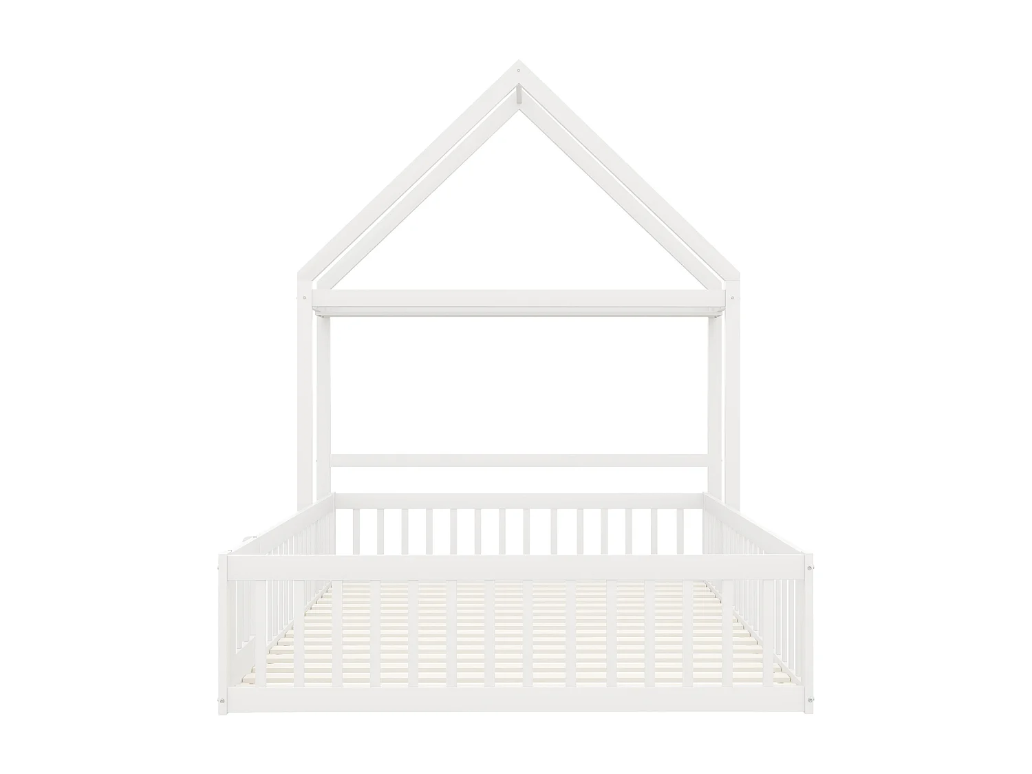 Bed 140x200 cm - Kinderbed met veiligheidsdeur en houten lattenbodem - wit - zonder matras