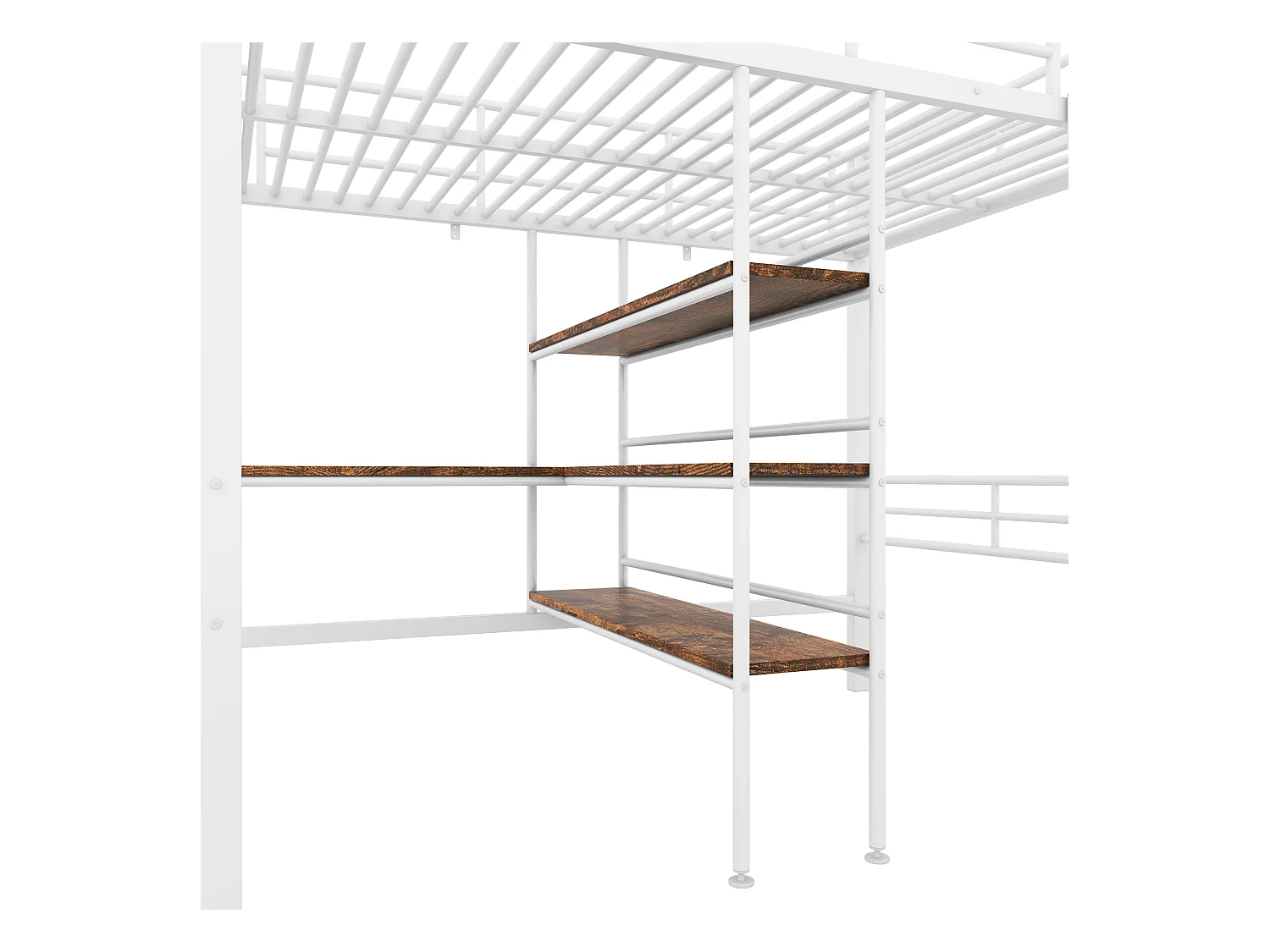 Hoogslaper 90 x 200 cm - Kinderbed met bureau en opbergplank - wit - zonder matras