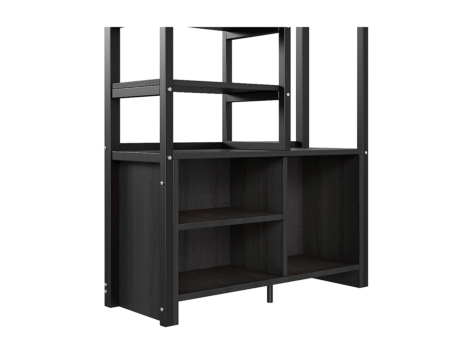 Letto a soppalco 90 x 200 cm - Letto per adulti con porte USB - nero - con scrivania - senza materasso