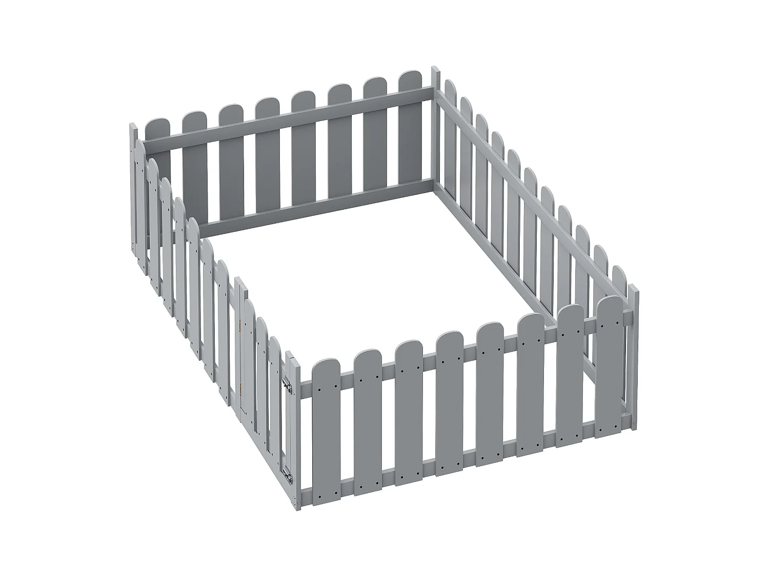 Lit enfant 140x200 cm - bois - avec barrières de sécurité et porte - gris - sans matelas