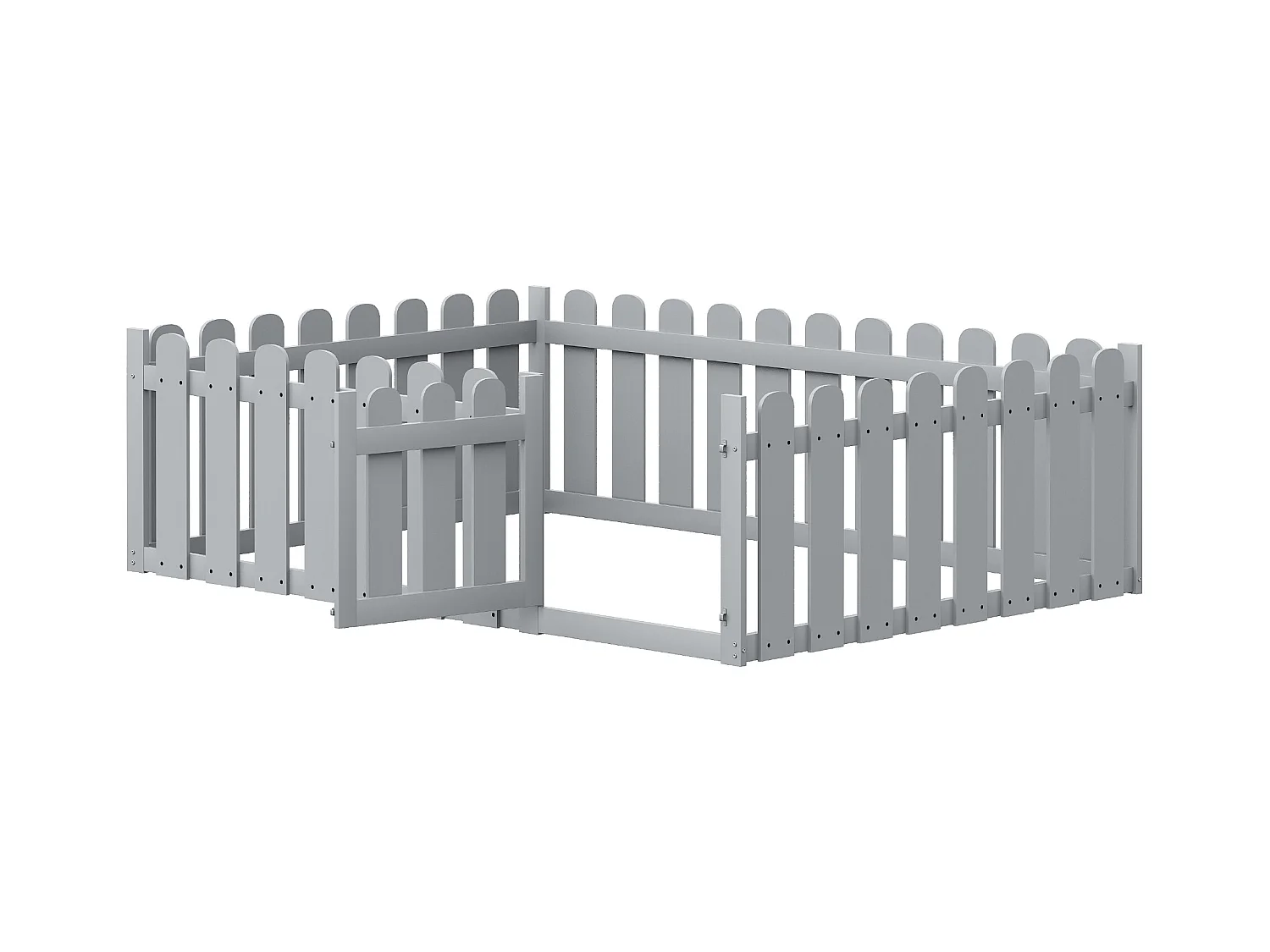 Lit enfant 140x200 cm - bois - avec barrières de sécurité et porte - gris - sans matelas