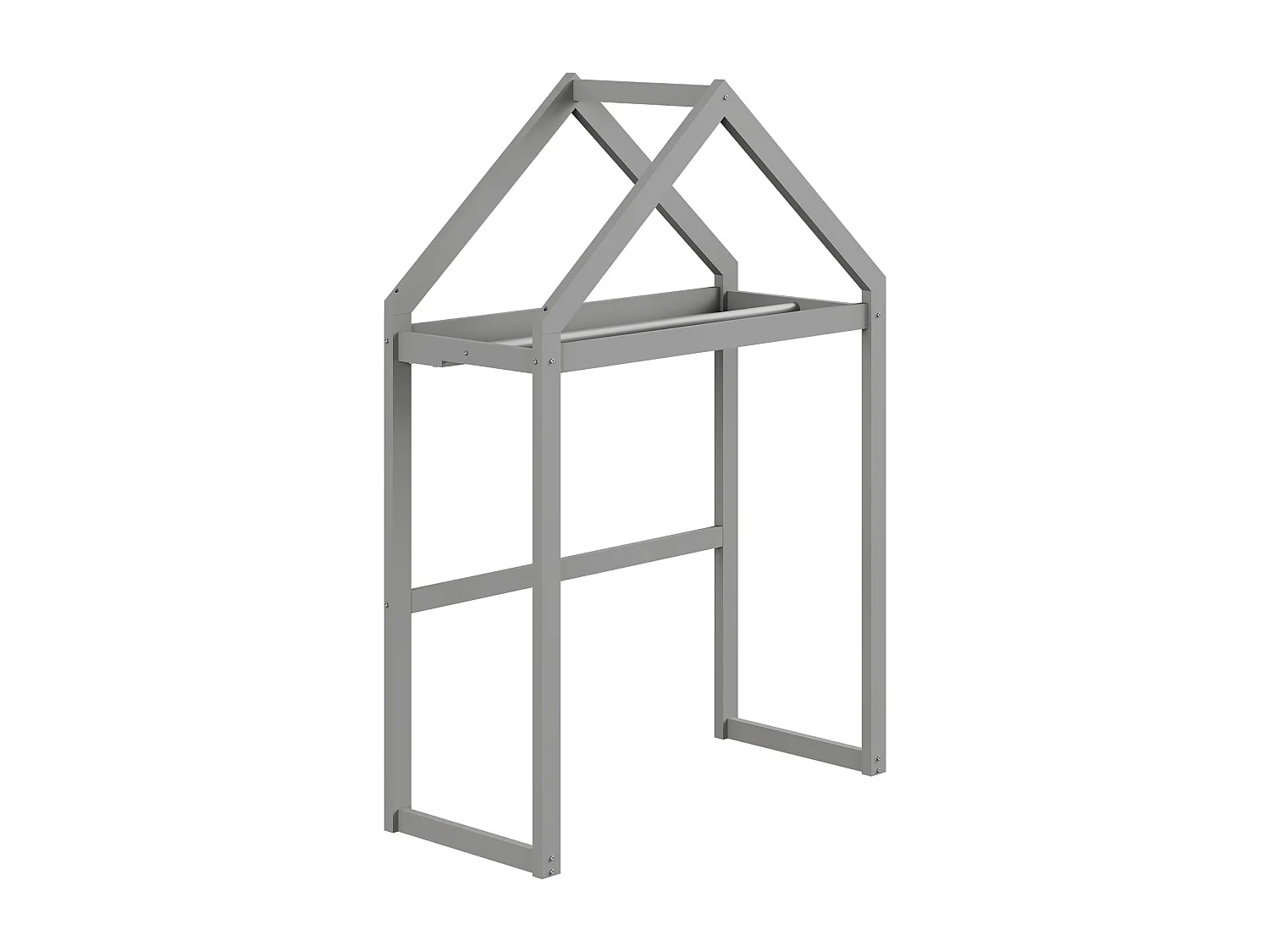 Lit enfant 90x200 cm - Lit avec porte de sécurité et sommier à lattes en bois - Gris - Sans matelas