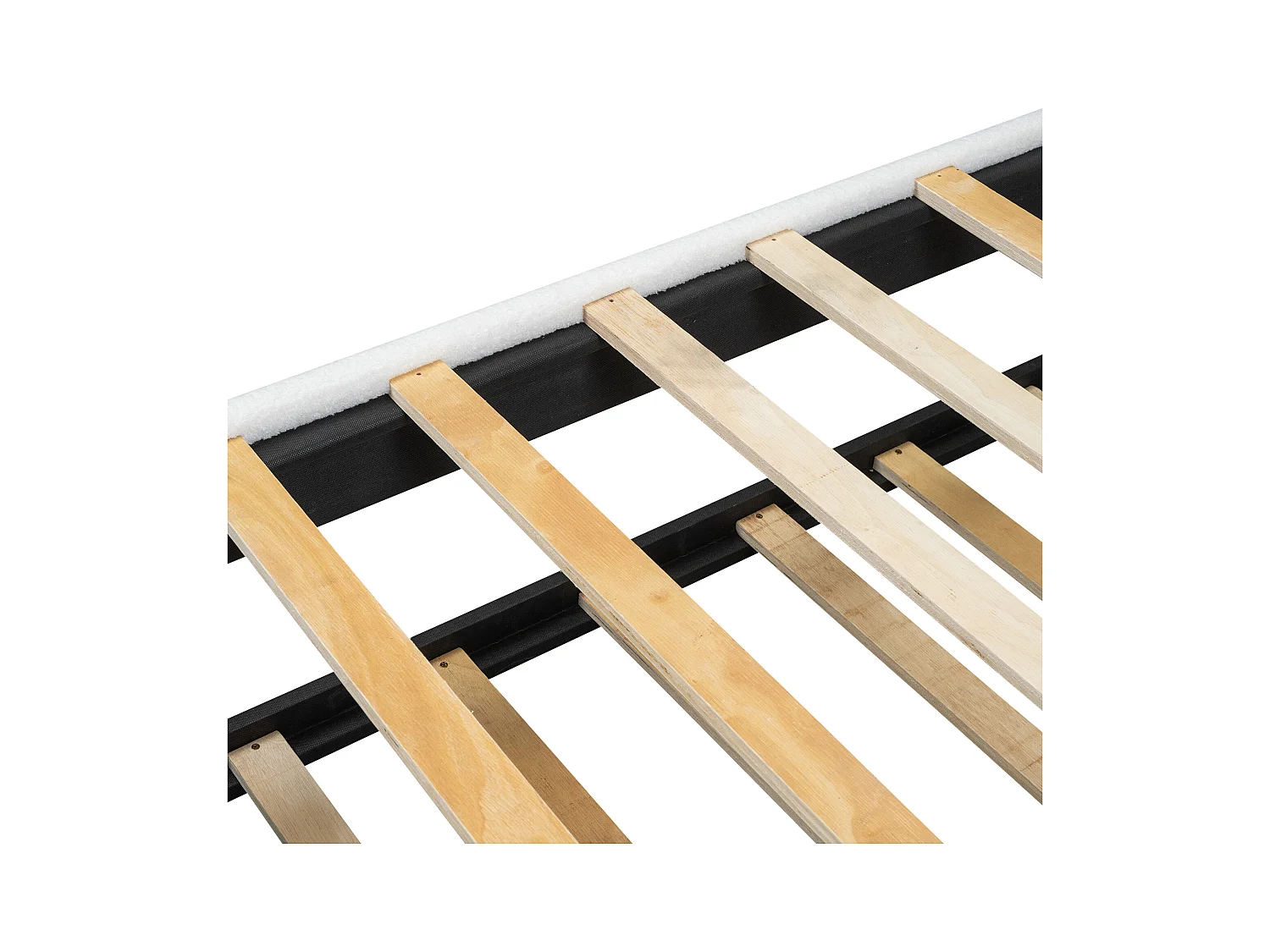 Lit enfant 90x200 cm, peluche blanche, avec lit gigogne et sommier à lattes, sans matelas