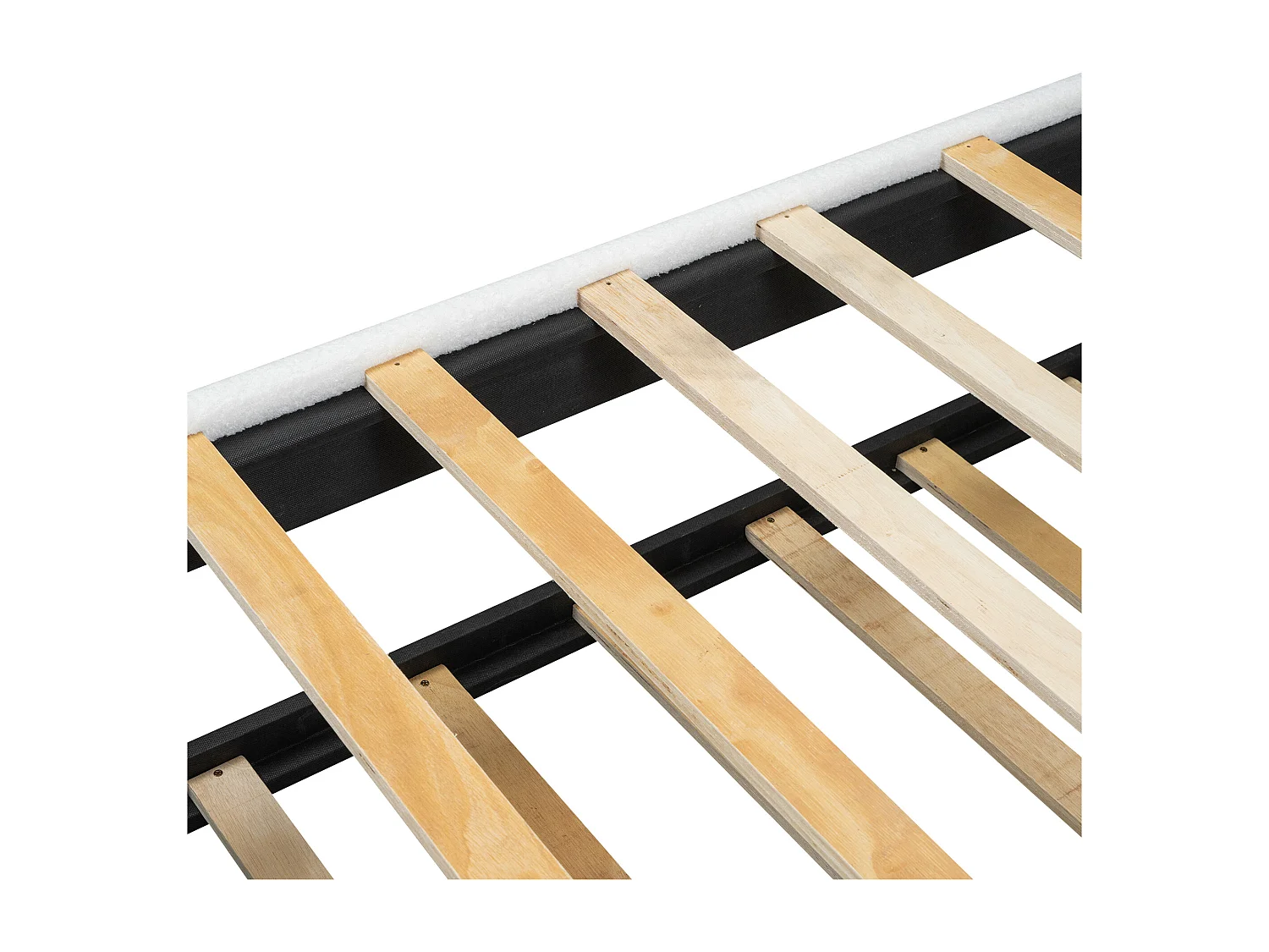 Kinderbett 90 x 200 cm, weißer Plüsch, mit Ausziehbett und Lattenrost, ohne Matratze