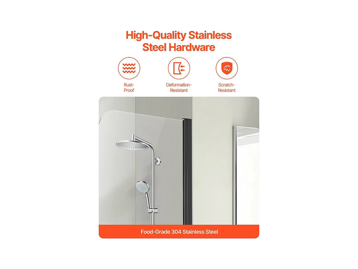 Dusch Tür SucceBuy, Ohne Rahmen, 86 cm B x 140 cm H, 180° schwenkbar, aus Schwarzglas fürs Badezimmer