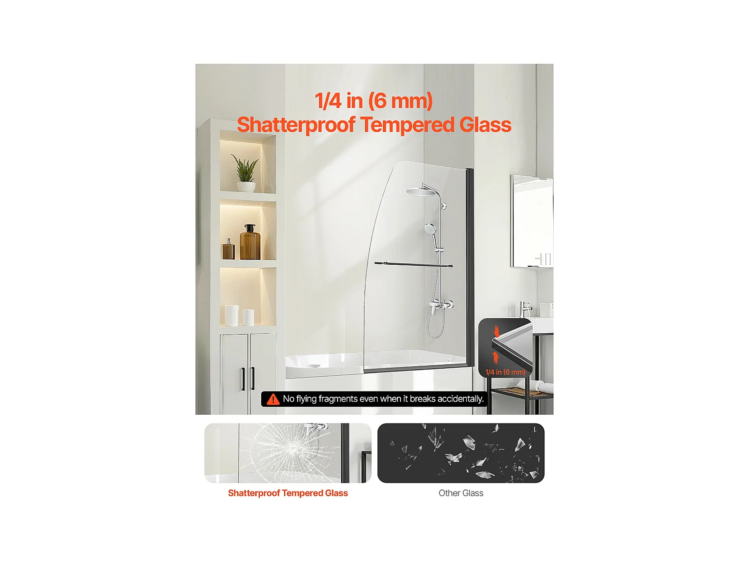 Drzwi Prysznicowe SucceBuy, Bez Ramy, 86 cm S x 140 cm W, Obrotowe o 180°, z Czarnego Szkła na Łazienkę