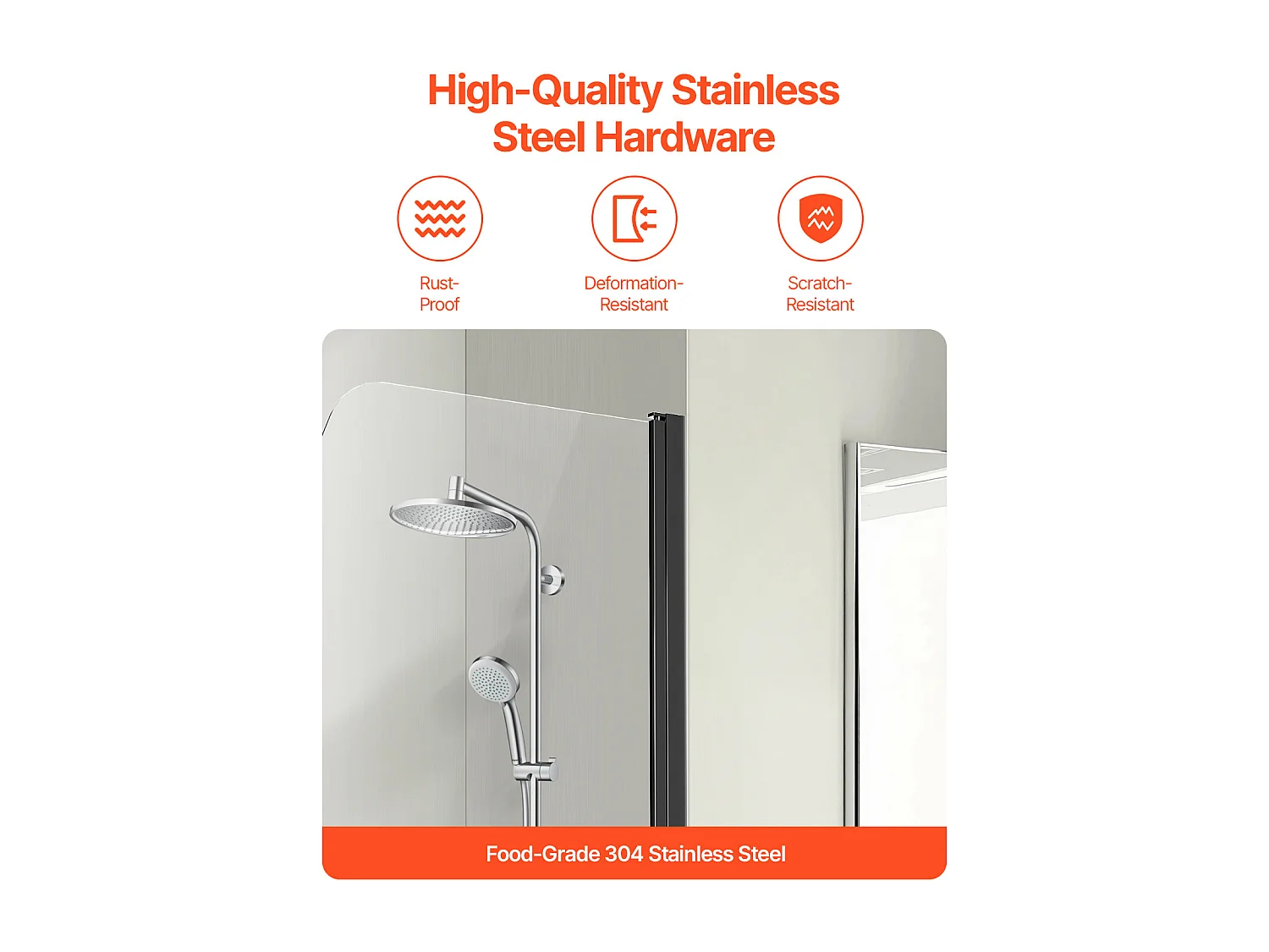 Porte de Douche SucceBuy, Sans Cadre,  86 cm L x 140 cm H, Pivotante à 180°, en Verre Noir pour Salle de Bain