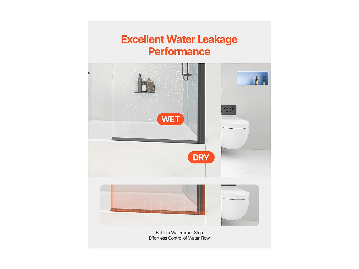 Porte de Douche SucceBuy, Sans Cadre,  86 cm L x 140 cm H, Pivotante à 180°, en Verre Noir pour Salle de Bain