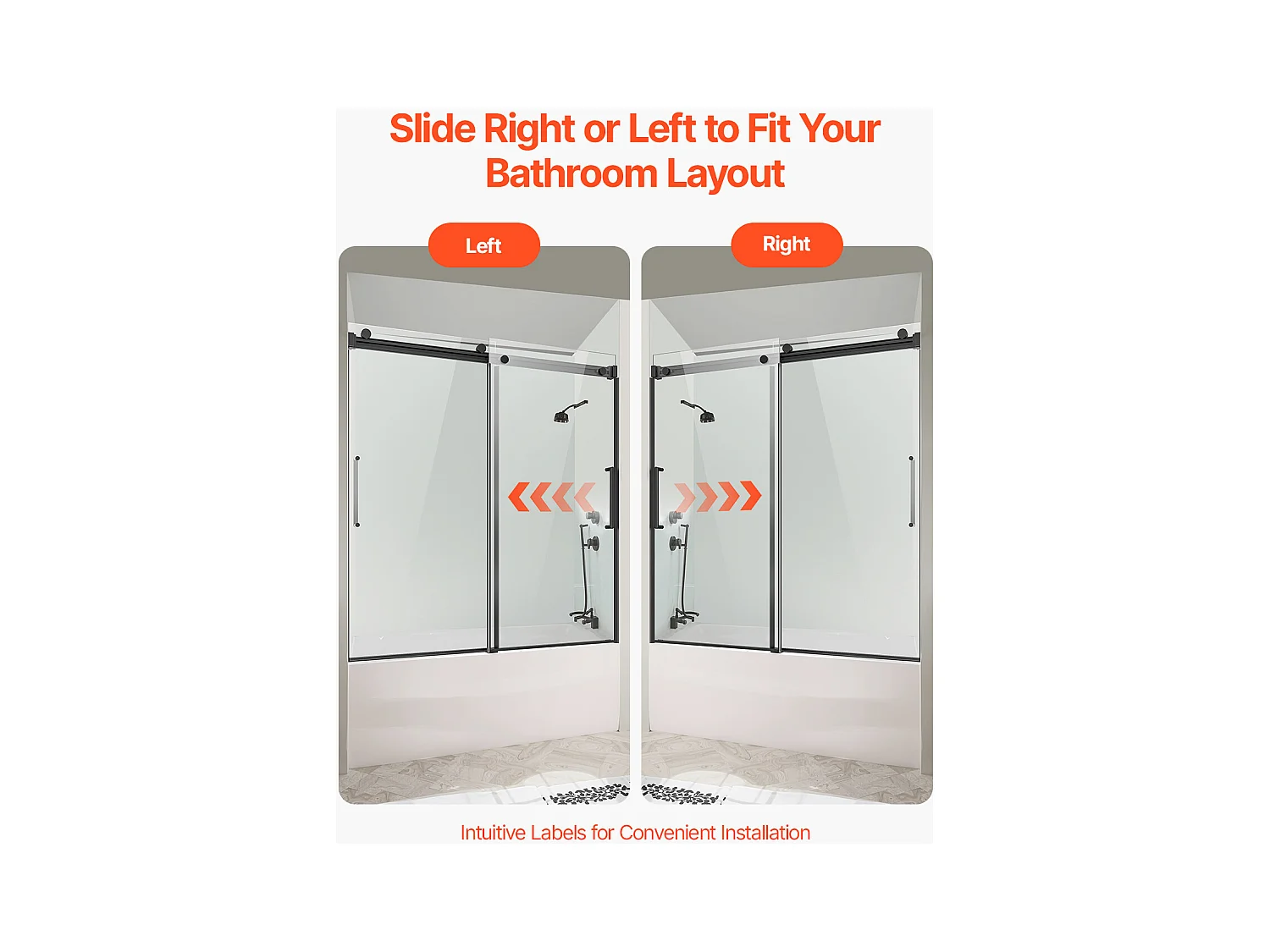 Porte de Baignoire SucceBuy, Coulissante Sans Cadre,  142 à 152 cm L x 152 cm H, en Verre pour Salle de Bain