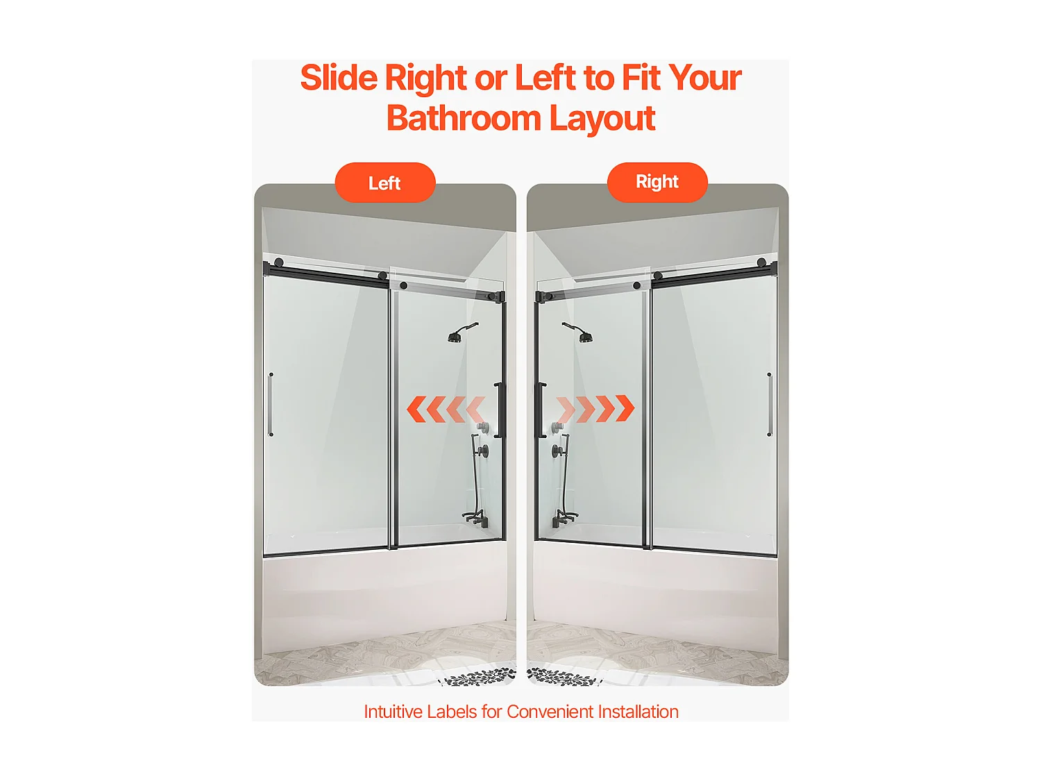 Porte de Baignoire SucceBuy, Coulissante Sans Cadre,  142 à 152 cm L x 152 cm H, en Verre pour Salle de Bain