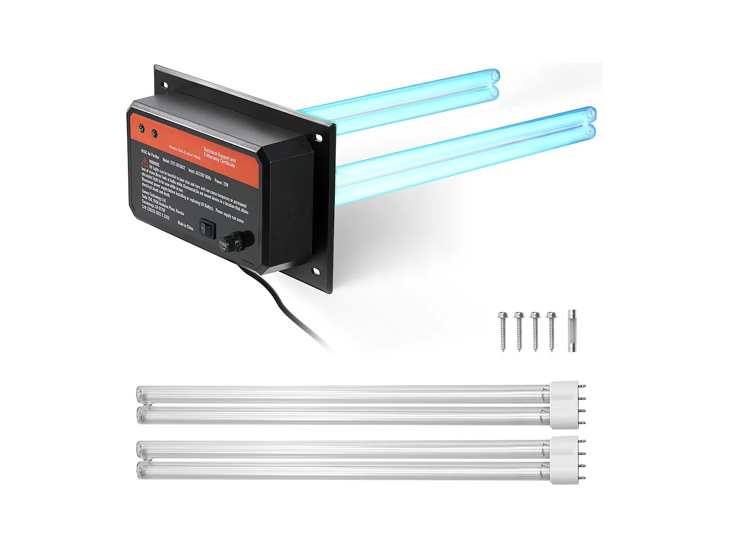 Purificateur D'air SucceBuy HVAC, Lumière UV 72 W 41 cm pour Toute la Maison dans le Conduit pour AC