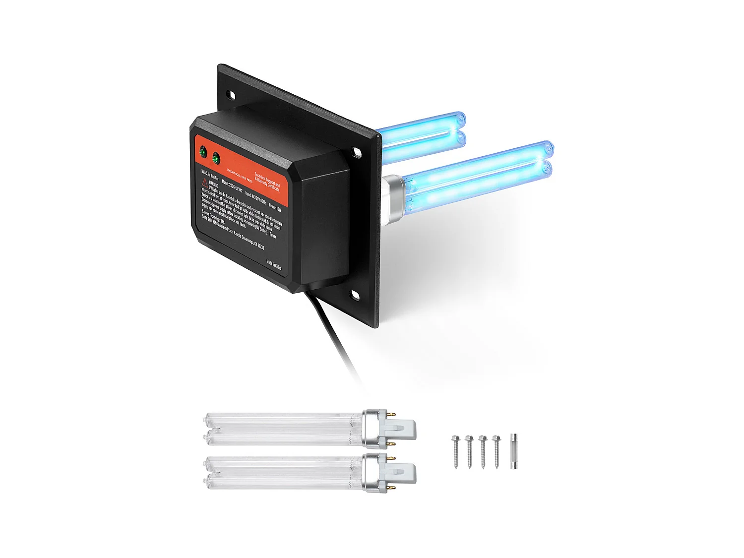 Purificateur D'air SucceBuy HVAC, pour Toute la Maison avec Lumière UV 18 W 18 cm pour Conduit de Climatisation