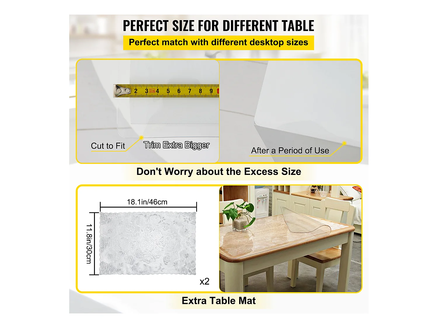 Nappe Transparente SucceBuy Nappe en PVC Transparente 107 x 198 cm, Protection de Bureau Imperméable