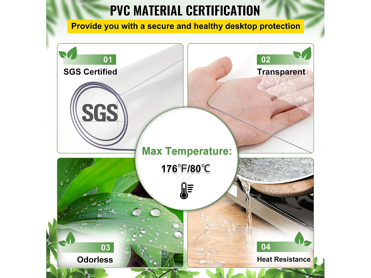 Nappe Transparente SucceBuy Nappe en PVC Transparente 107 x 198 cm, Protection de Bureau Imperméable