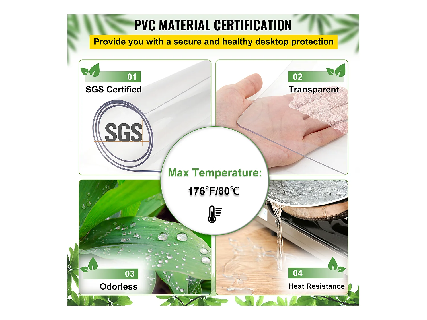 Nappe Transparente SucceBuy Nappe en PVC Transparente, Housse Imperméable, Protection de Bureau 61 x 152 cm