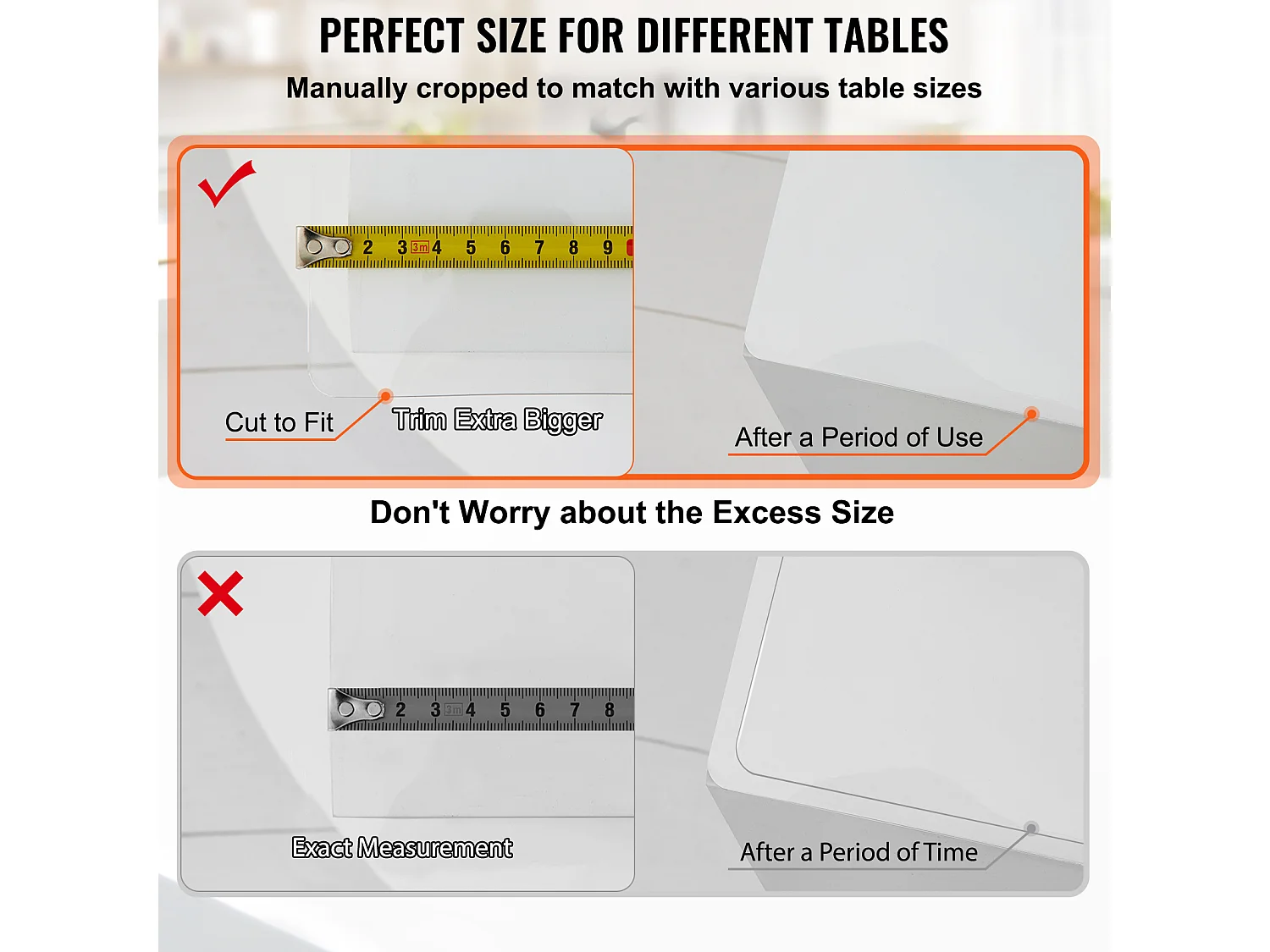 Nappe Transparente SucceBuy Tapis de Table en PVC Transparent 244 x 107 cm, Protecteur de Table Rectangulaire Épais