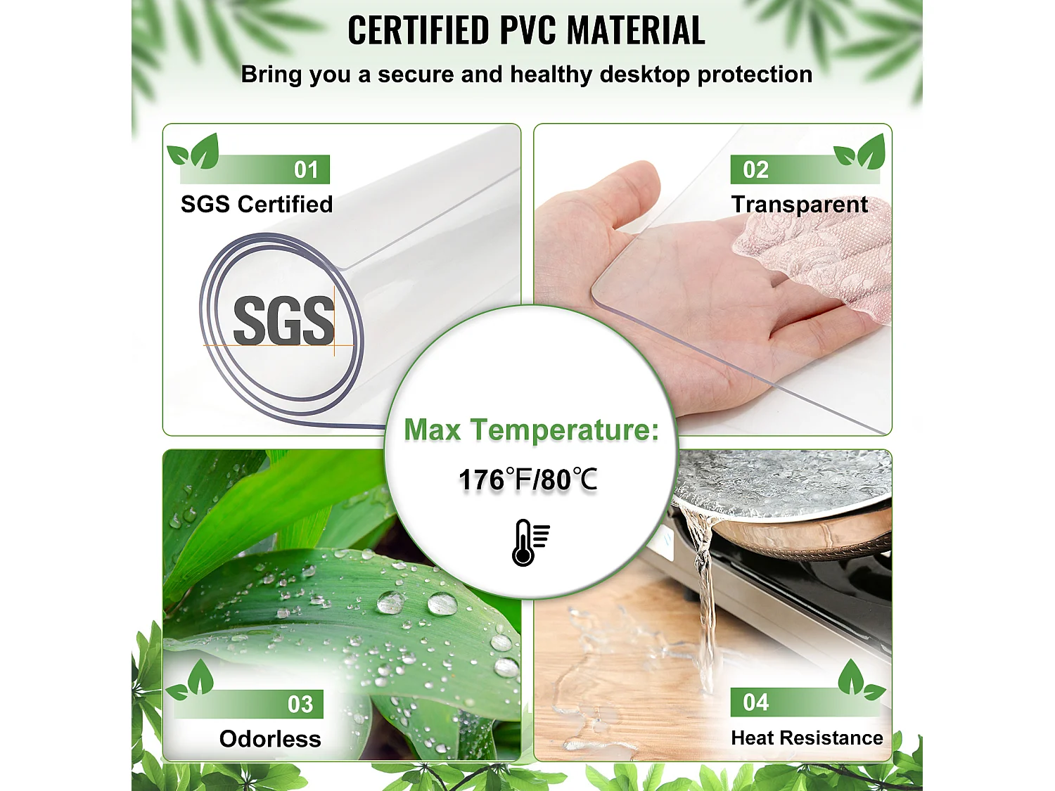 Mantel Transparente SucceBuy Mantel de Plástico de 213 x 107 cm, Mantel Grueso Transparente, Mantel Rectangular de PVC