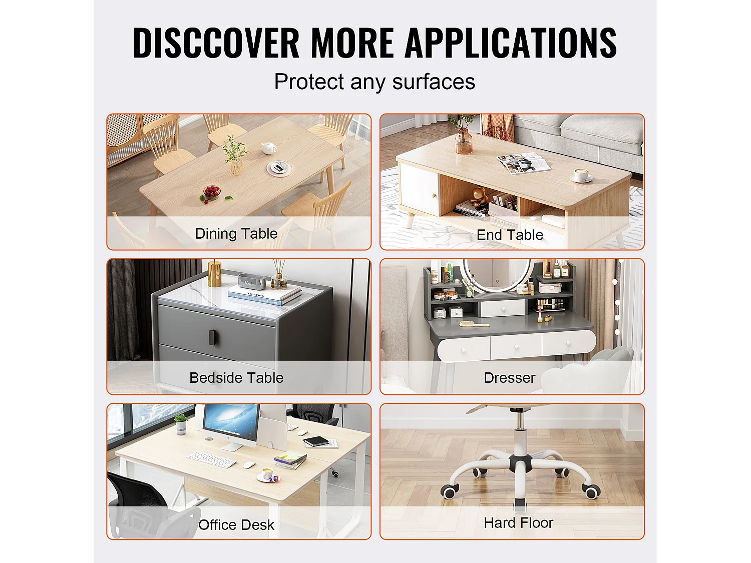 Nappe Transparente SucceBuy Protecteur de Table en PVC 46 x 91 cm, Housse de Bureau en Plastique Transparent, Épaisseur 1,5 mm