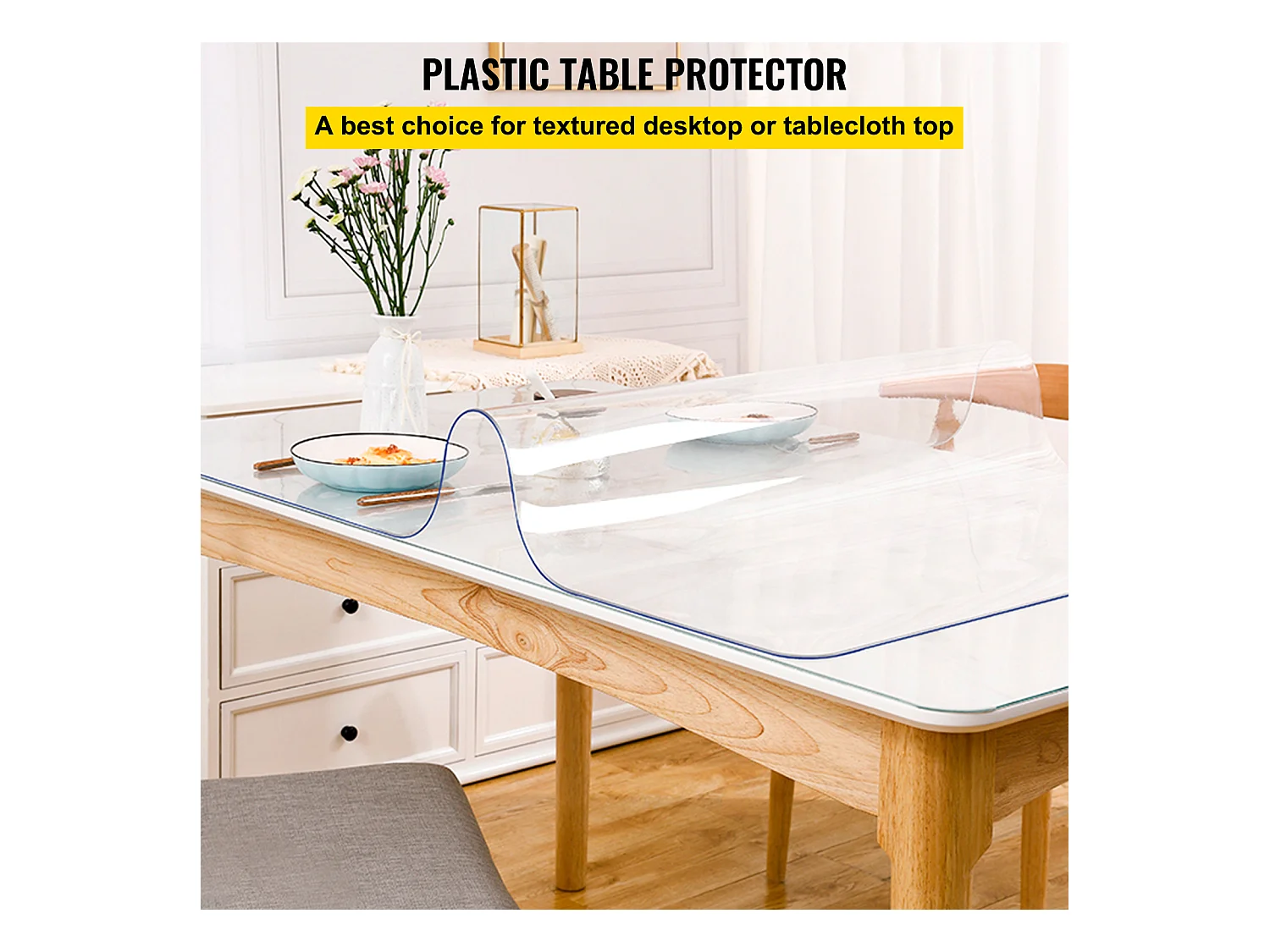 Nappe Transparente SucceBuy Nappe en PVC Transparente, Imperméable, 107 x 183 cm, Housse de Bureau