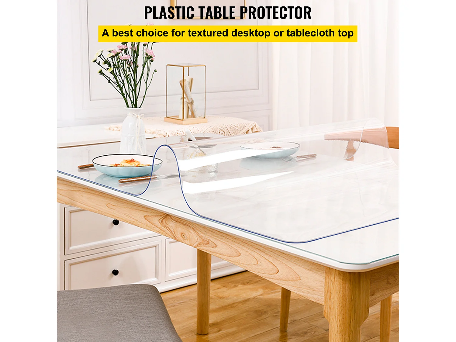 Nappe Transparente SucceBuy Nappe en PVC Transparente, Imperméable, 107 x 183 cm, Housse de Bureau