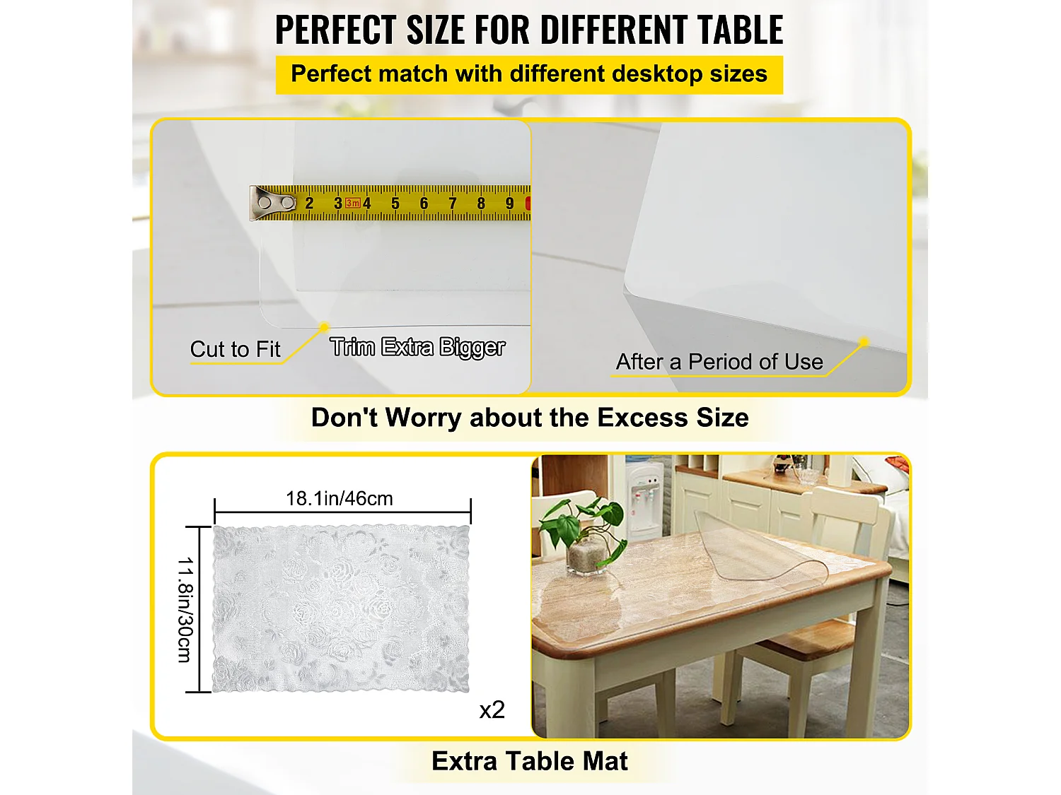 Nappe Transparente SucceBuy Nappe en PVC Transparente, Imperméable, 107 x 183 cm, Housse de Bureau