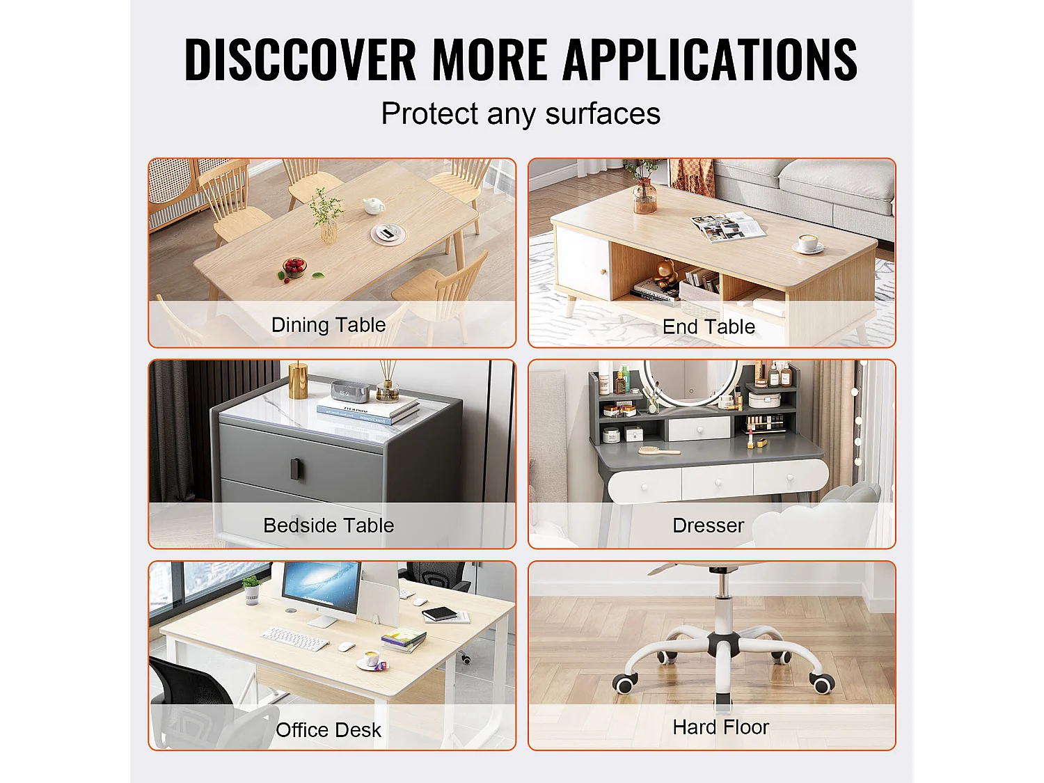 Nappe Transparente SucceBuy Protecteur de Table en PVC 91 x 183 cm, Couverture en Plastique Transparent de 1,5 mm d’Épaisseur