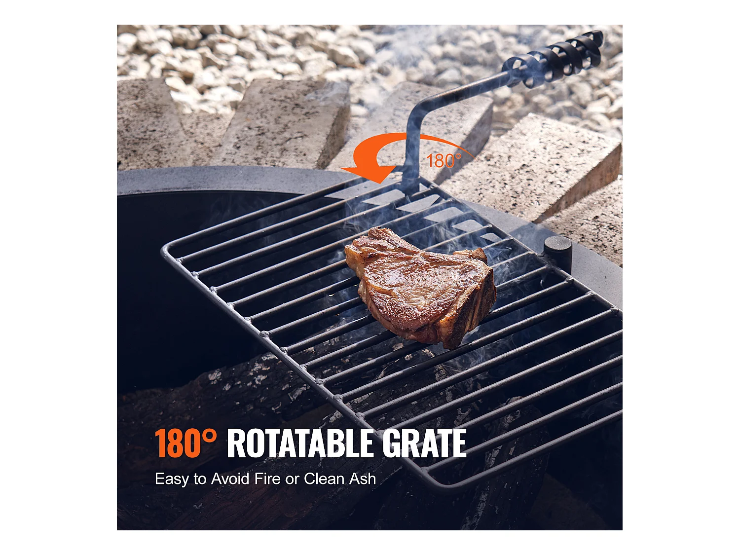 Anneau de Foyer SucceBuy avec Anneau, avec Revêtement Extérieur en Acier 89 cm pour Barbecue