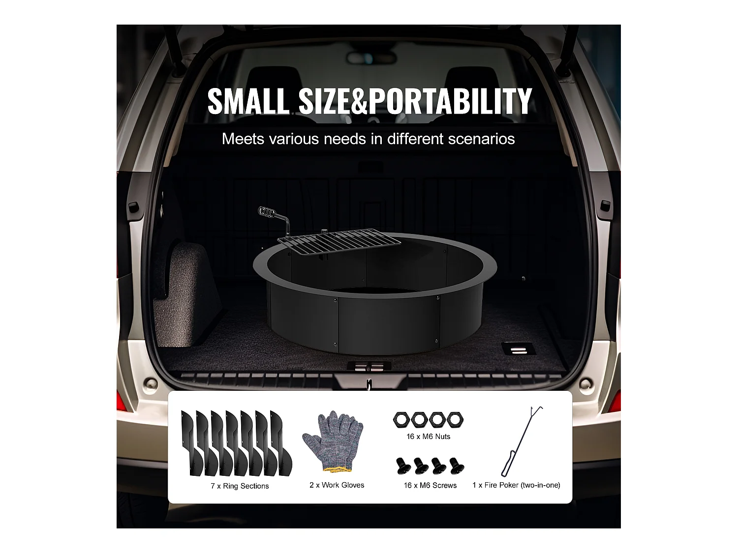 Anneau de Foyer SucceBuy avec Anneau, avec Revêtement Extérieur en Acier 89 cm pour Barbecue