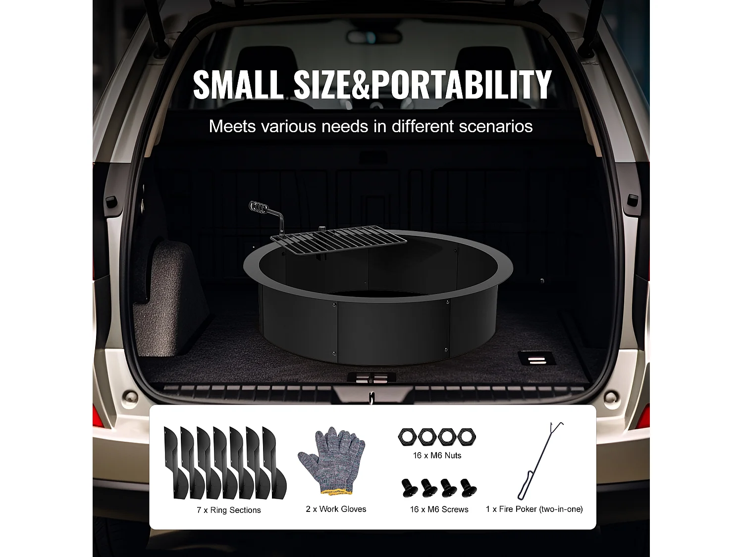 Anneau de Foyer SucceBuy avec Anneau, avec Revêtement Extérieur en Acier 89 cm pour Barbecue