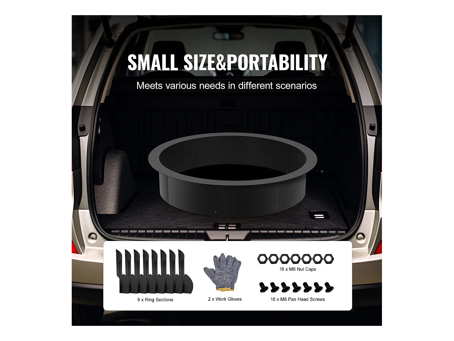 Anneau de Foyer Rond SucceBuy, avec Revêtement Extérieur en Acier de 101 cm, pour Foyer, Anneau de Feu de Camp