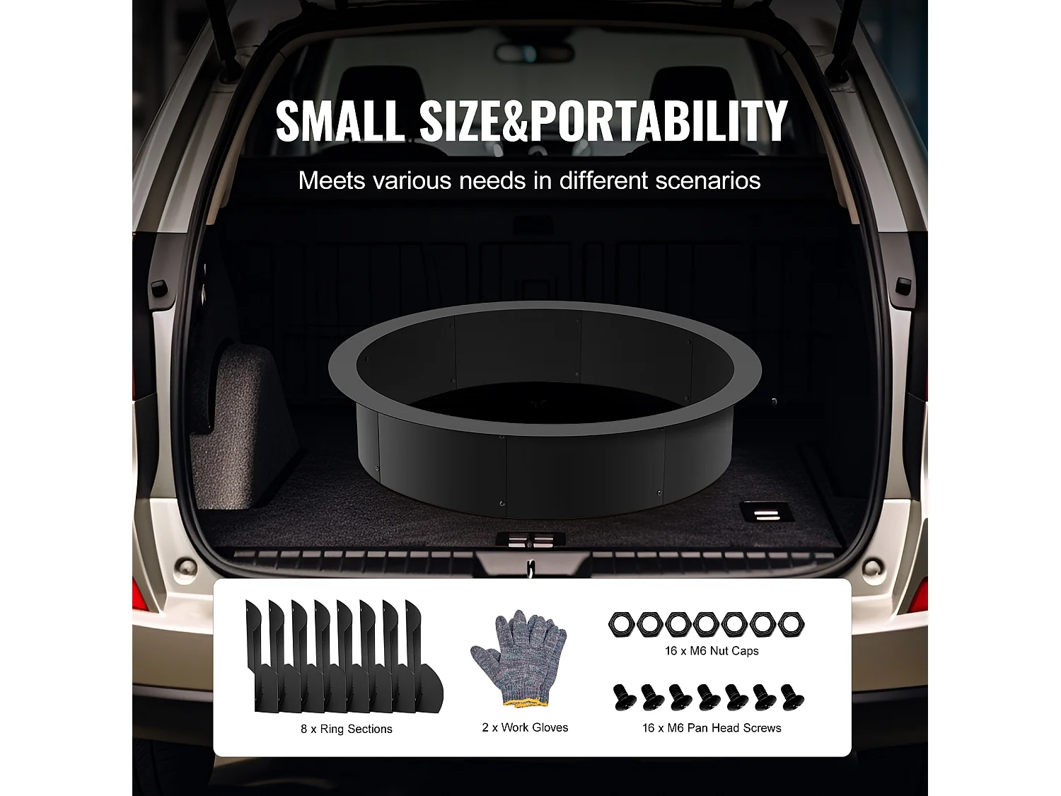 Anneau de Foyer Rond SucceBuy, avec Revêtement Extérieur en Acier de 101 cm, pour Foyer, Anneau de Feu de Camp
