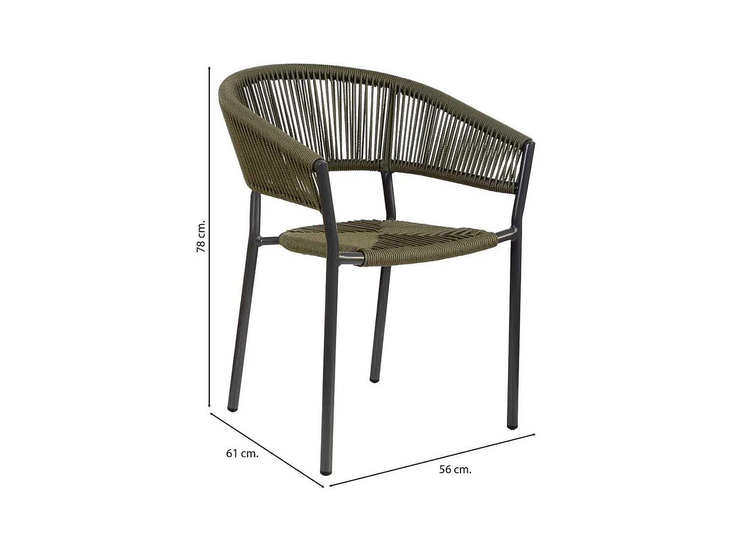 Chaise en rotin synthétique vert 56x61x78