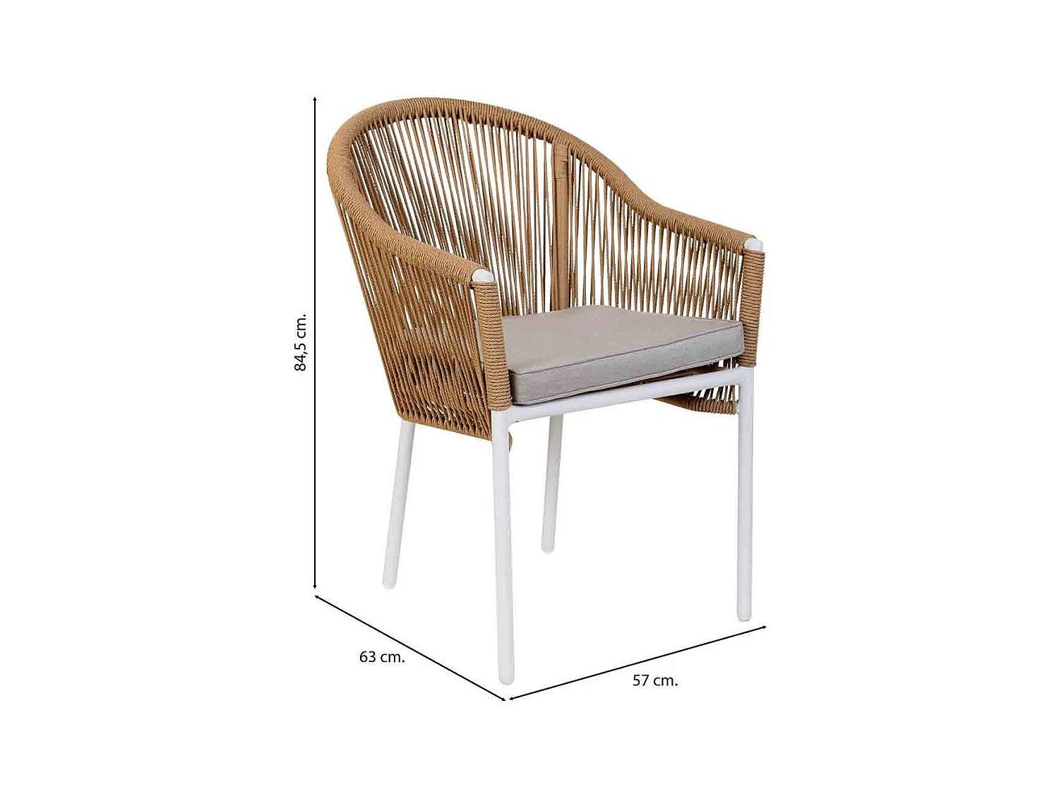 Chaise en rotin synthétique beige 57x63x84,5