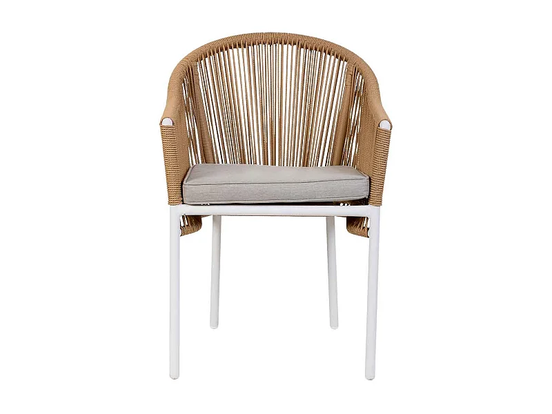 Chaise en rotin synthétique beige 57x63x84,5