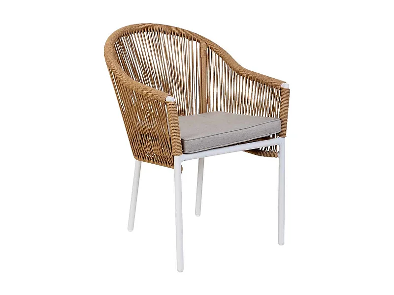 Chaise en rotin synthétique beige 57x63x84,5