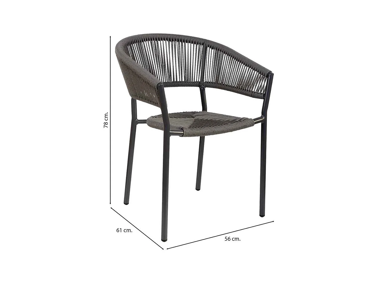 Chaise en rotin synthétique gris 56x61x78