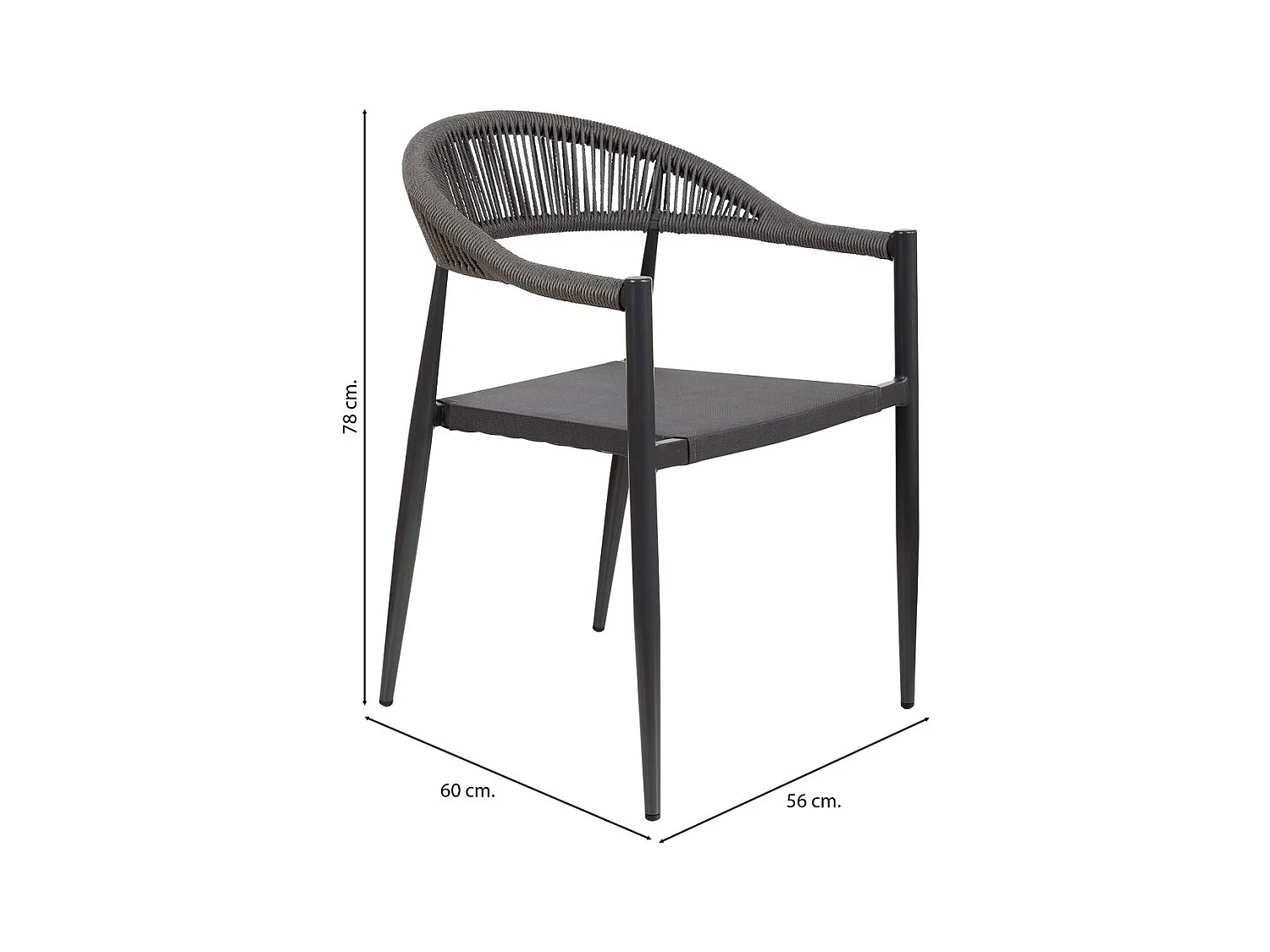 Chaise en rotin synthétique gris 56x60x78